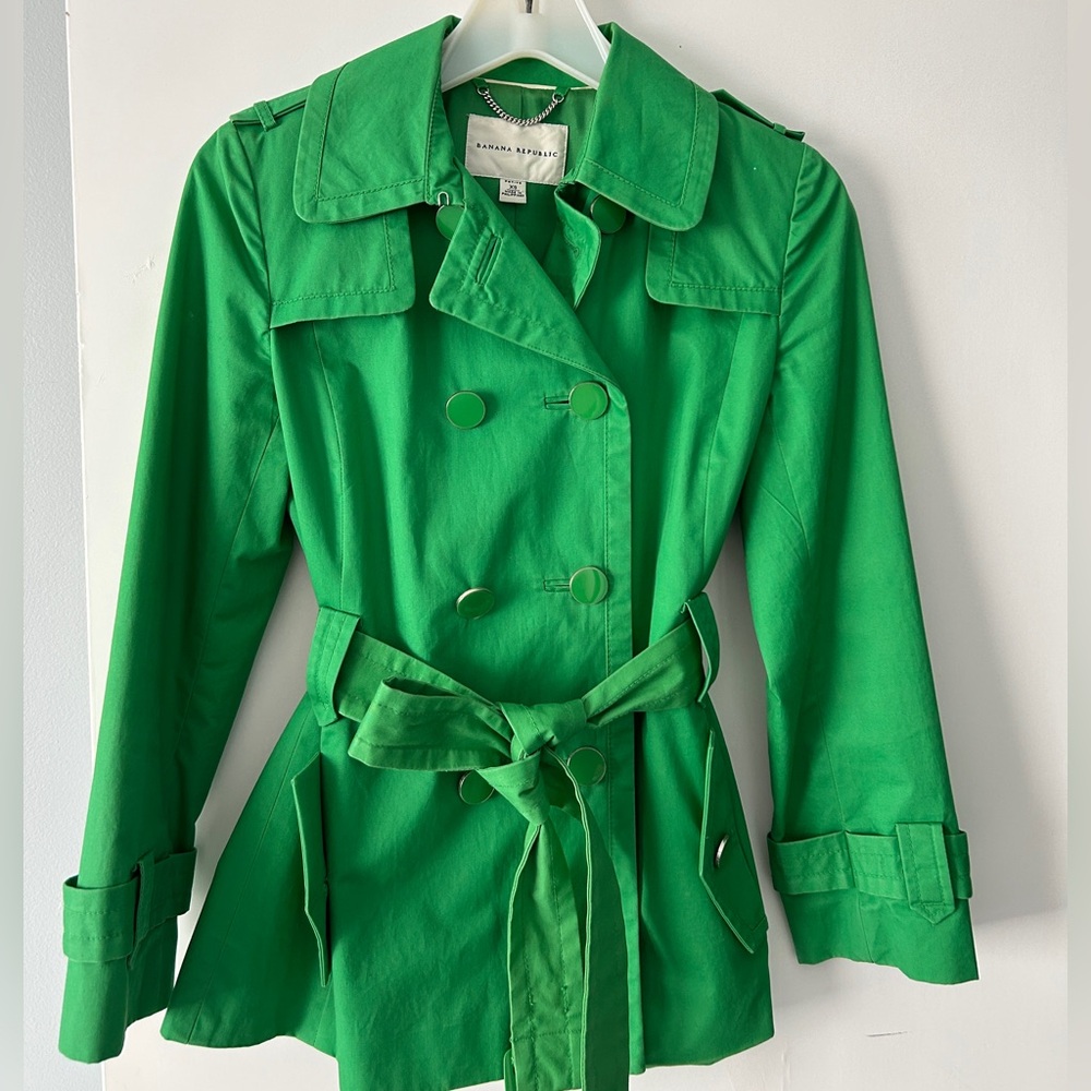 Banana Republic Geen Double Breasted Trench Coat Women’s Belted Lined XS